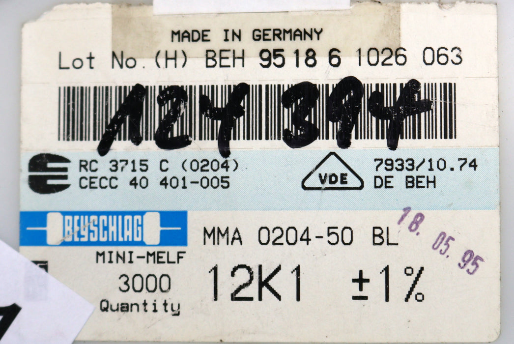 Bild des Artikels BEYSCHLAG-900x-SMD-Widerstand-12,1kΩ-MINI-MELF-12100-Ohm-Model-MMA-0204-50