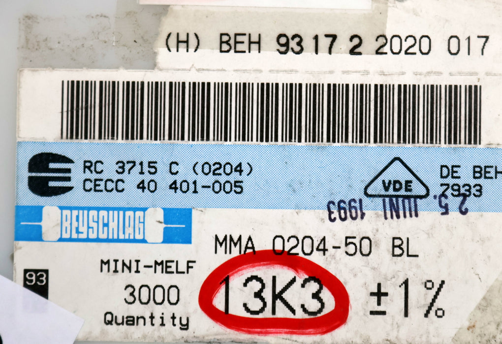Bild des Artikels BEYSCHLAG-2000x-SMD-Widerstand-13,3kΩ-MINI-MELF-13300-Ohm-Model-MMA-0204-50