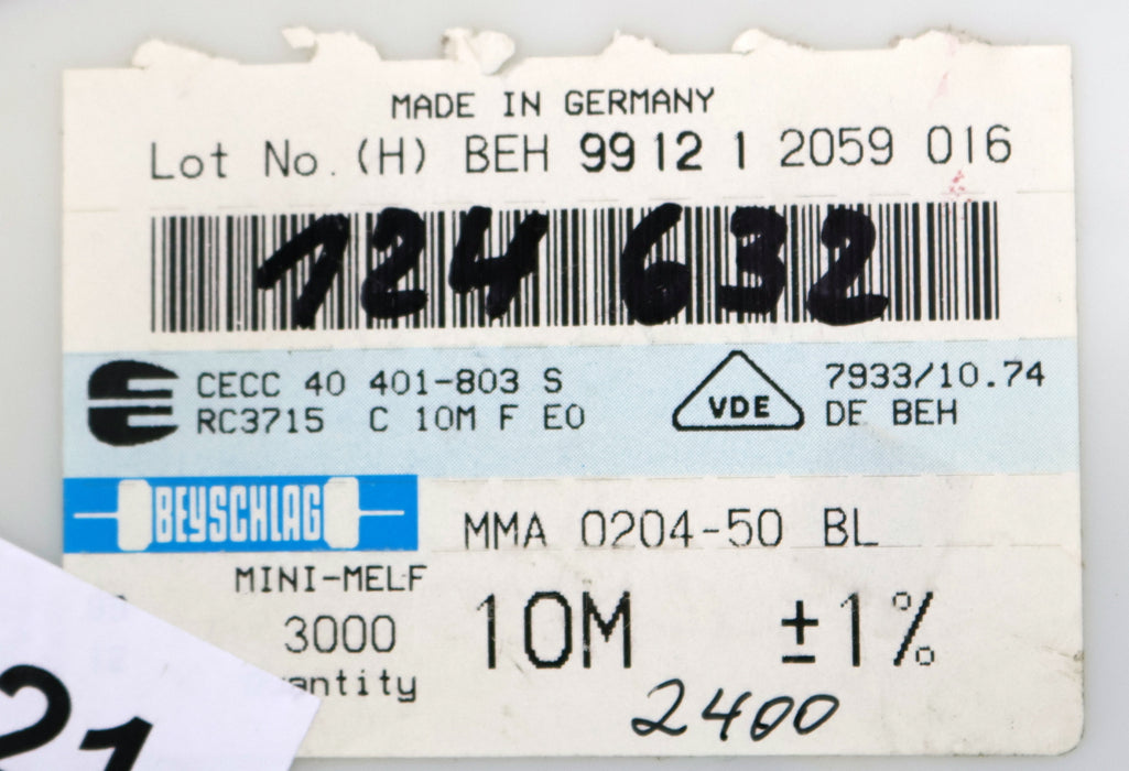 Bild des Artikels BEYSCHLAG-2000x-SMD-Widerstand-10MΩ-MINI-MELF-10000000-Ohm-Model-MMA-0204-50