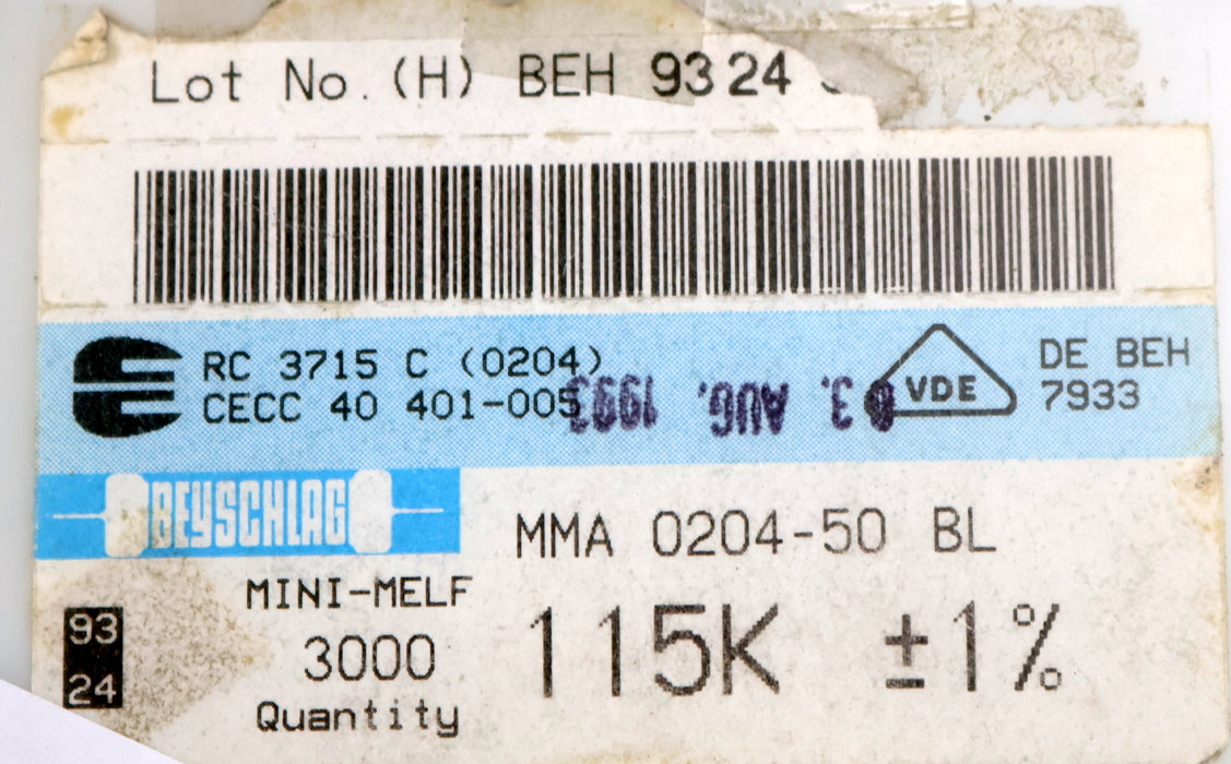Bild des Artikels BEYSCHLAG-2300x-SMD-Widerstand-115kΩ-MINI-MELF-115000-Ohm-Model-MMA-0204-50