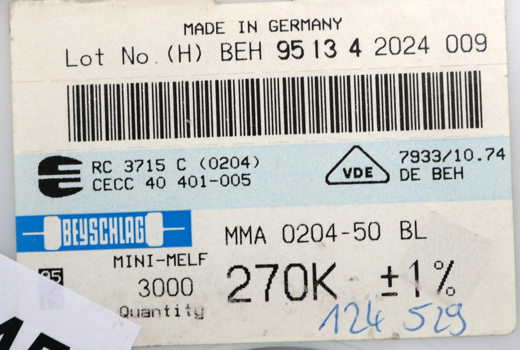 Bild des Artikels BEYSCHLAG-2500x-SMD-Widerstand-270kΩ-MINI-MELF-270000-Ohm-Model-MMA-0204-50