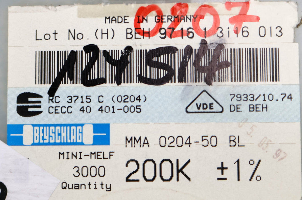 Bild des Artikels BEYSCHLAG-2500x-SMD-Widerstand-200kΩ-MINI-MELF-200000-Ohm-Model-MMA-0204-50