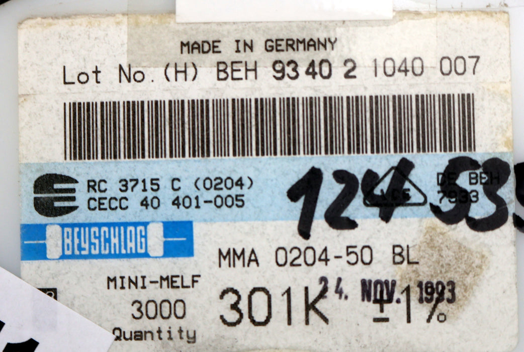 Bild des Artikels BEYSCHLAG-2500x-SMD-Widerstand-301kΩ-MINI-MELF-301000-Ohm-Model-MMA-0204-50