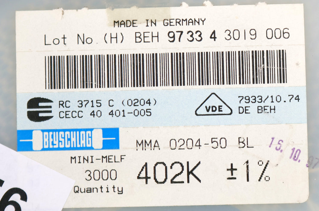 Bild des Artikels BEYSCHLAG-2000x-SMD-Widerstand-402kΩ-MINI-MELF-402000-Ohm-Model-MMA-0204-50