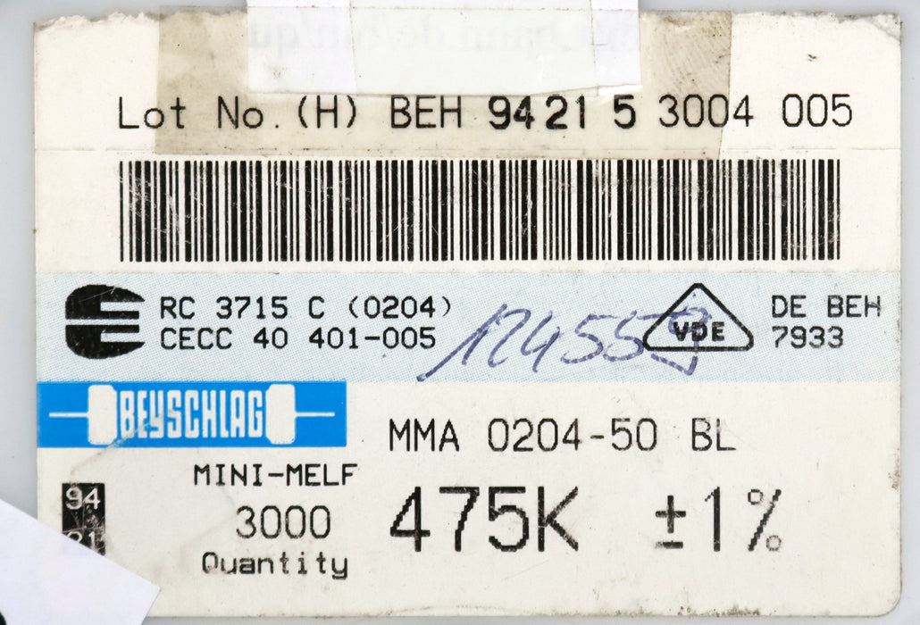 Bild des Artikels BEYSCHLAG-1500x-SMD-Widerstand-475kΩ-MINI-MELF-475000-Ohm-Model-MMA-0204-50