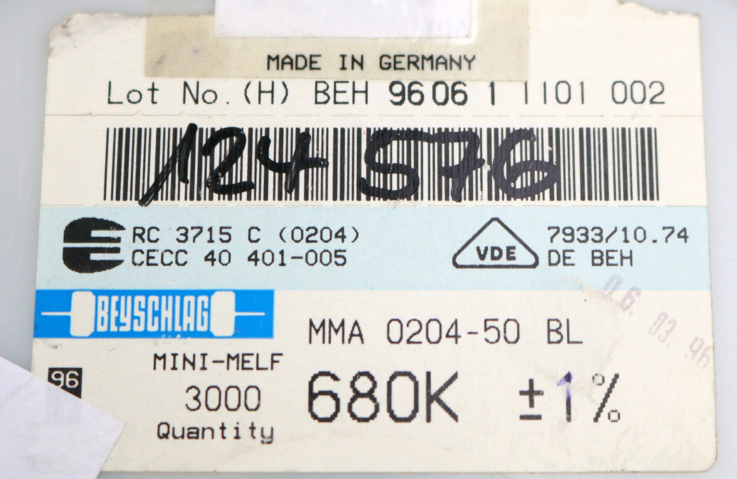 Bild des Artikels BEYSCHLAG-1000x-SMD-Widerstand-680kΩ-MINI-MELF-680000-Ohm-Model-MMA-0204-50