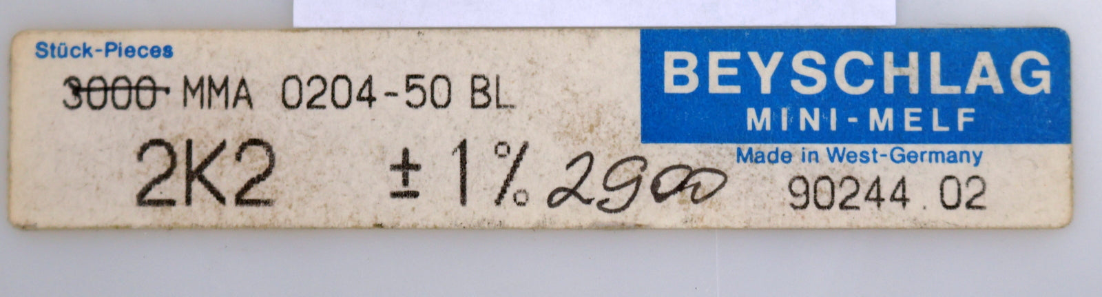 Bild des Artikels BEYSCHLAG-2000x-SMD-Widerstand-2,2kΩ-MINI-MELF-2200-Ohm-MMA-0204-50