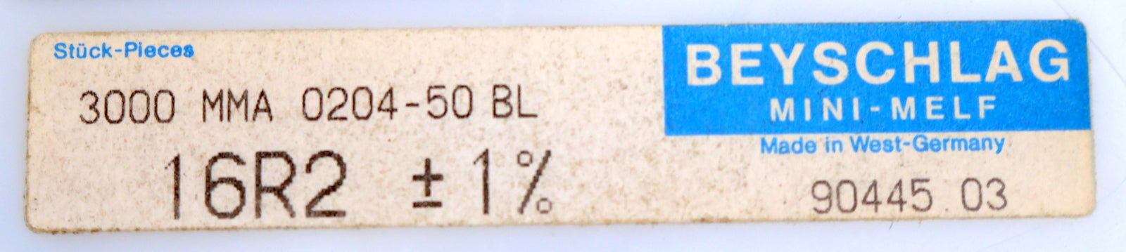 Bild des Artikels BEYSCHLAG-2000x-SMD-Widerstand-16,2Ω-MINI-MELF-16,2-Ohm-Model-MMA-0204-50