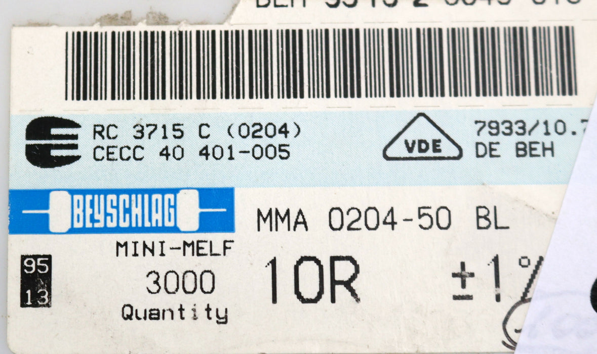 Bild des Artikels BEYSCHLAG-800x-SMD-Widerstand-10Ω-MINI-MELF-10-Ohm-Model-MMA-0204-50