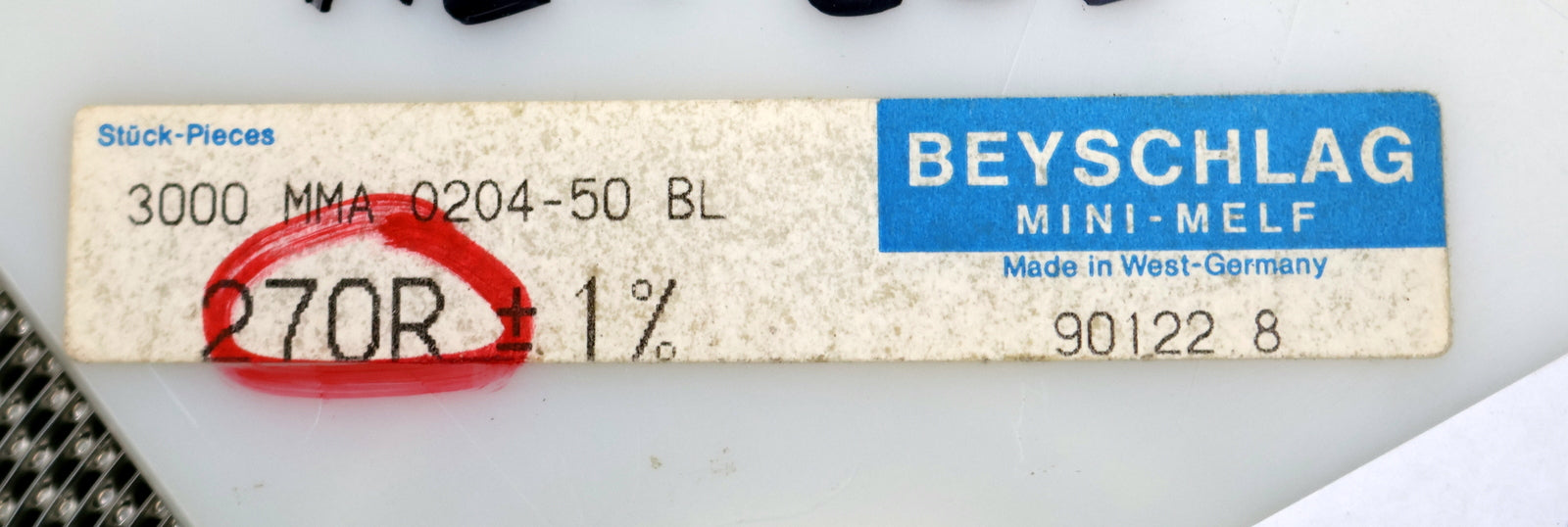 Bild des Artikels BEYSCHLAG-2000x-SMD-Widerstand-270Ω-MINI-MELF-270-Ohm-Model-MMA-0204-50