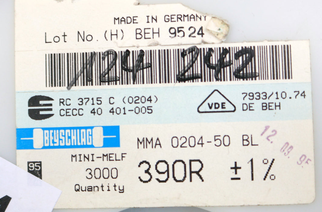 Bild des Artikels BEYSCHLAG-1000x-SMD-Widerstand-390Ω-MINI-MELF-390-Ohm-Model-MMA-0204-50
