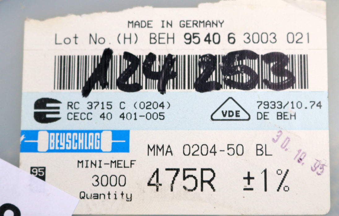 Bild des Artikels BEYSCHLAG-1000x-SMD-Widerstand-475Ω-MINI-MELF-475-Ohm-Model-MMA-0204-50