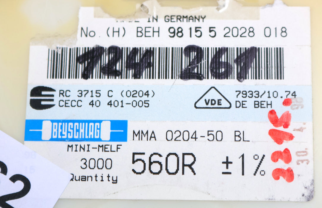 Bild des Artikels BEYSCHLAG-500x-SMD-Widerstand-560Ω-MINI-MELF-560-Ohm-Model-MMA-0204-50