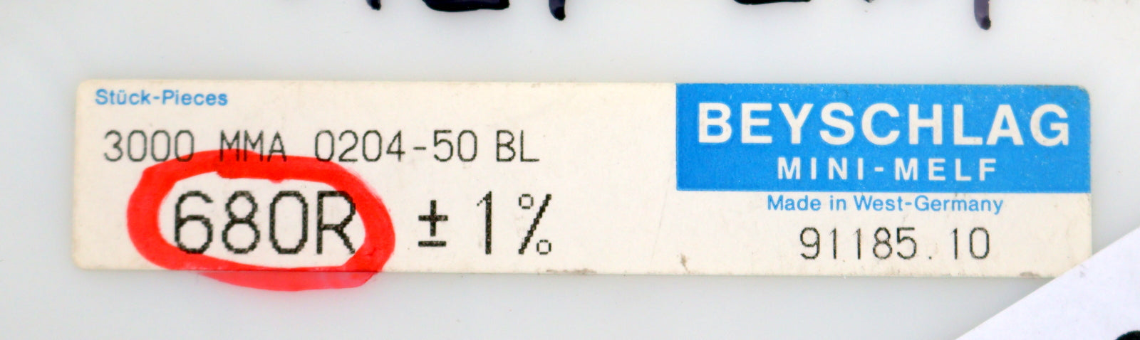 Bild des Artikels BEYSCHLAG-2000x-SMD-Widerstand-680Ω-MINI-MELF-680-Ohm-Model-MMA-0204-50