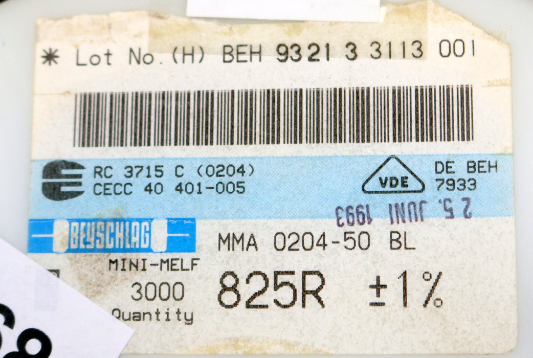 Bild des Artikels BEYSCHLAG-2000x-SMD-Widerstand-825Ω-MINI-MELF-825-Ohm-Model-MMA-0204-50