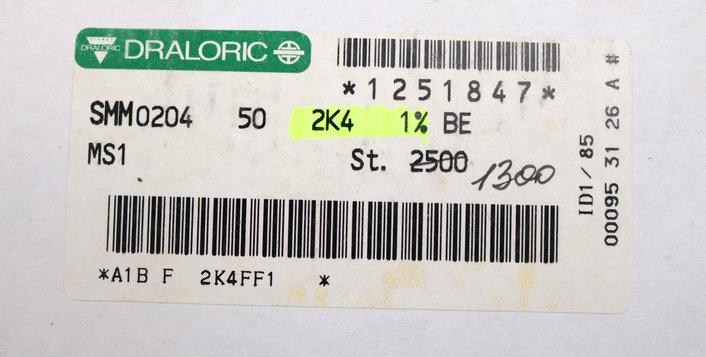Bild des Artikels DRALORIC-1500x-SMD-Widerstand-2,4kΩ-124-637-MS1-2400-Ohm-Model-SMM0204