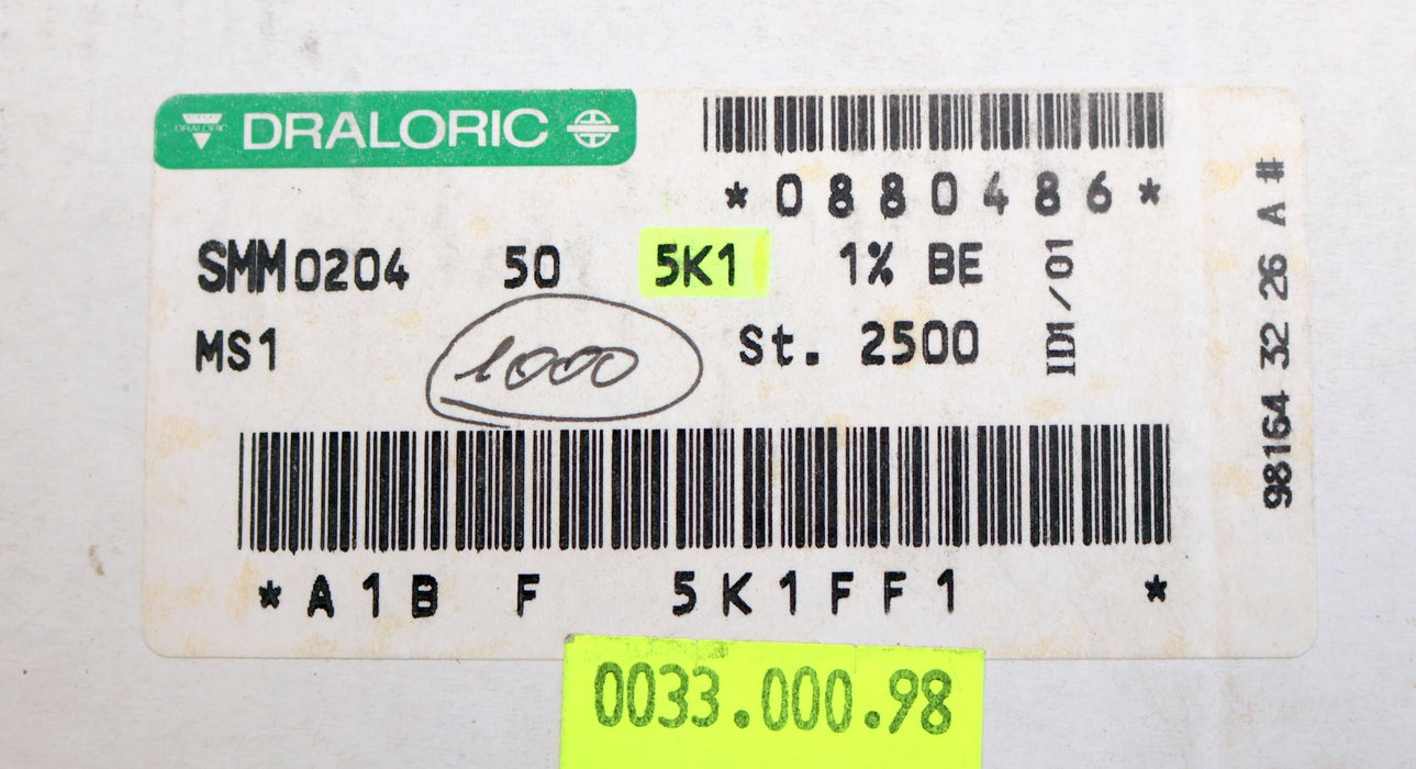 Bild des Artikels DRALORIC-1000x-SMD-Widerstand-5,1kΩ-124-633-MS1-5100-Ohm-SMM0204