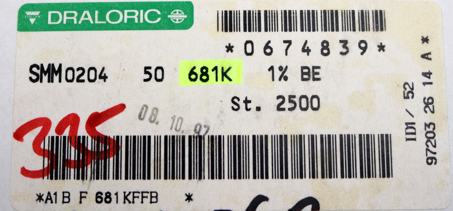 Bild des Artikels DRALORIC-2000x-SMD-Widerstand-681kΩ-131-062-MS1-681000-Ohm-Model-SMM0204