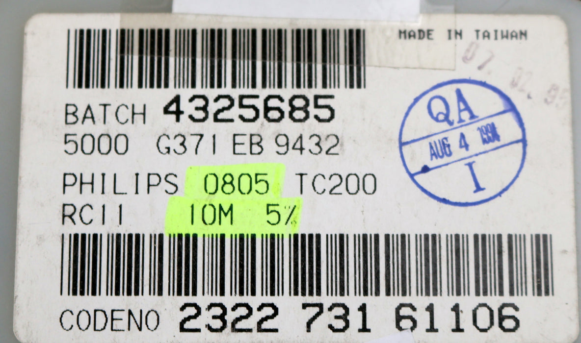 Bild des Artikels PHILIPS-2000x-SMD-Widerstand-1MΩ-0805-RC11-10000000-Ohm-Model-TC200