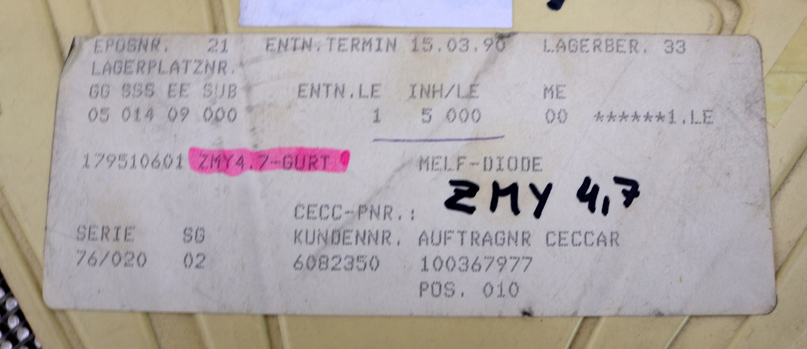 Bild des Artikels ITT-SEMICONDUCTORS-4500x-MELF-DIODE-Model-ZMY4.7-GURT-Art.Nr.-179510601