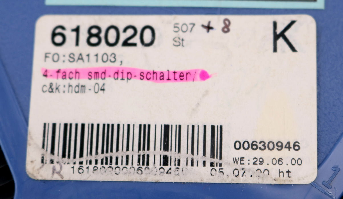Bild des Artikels POLYMAX-50x-4-fach-SMD-Dip-Schalter-618020-FO:SA1103-unbenutzt