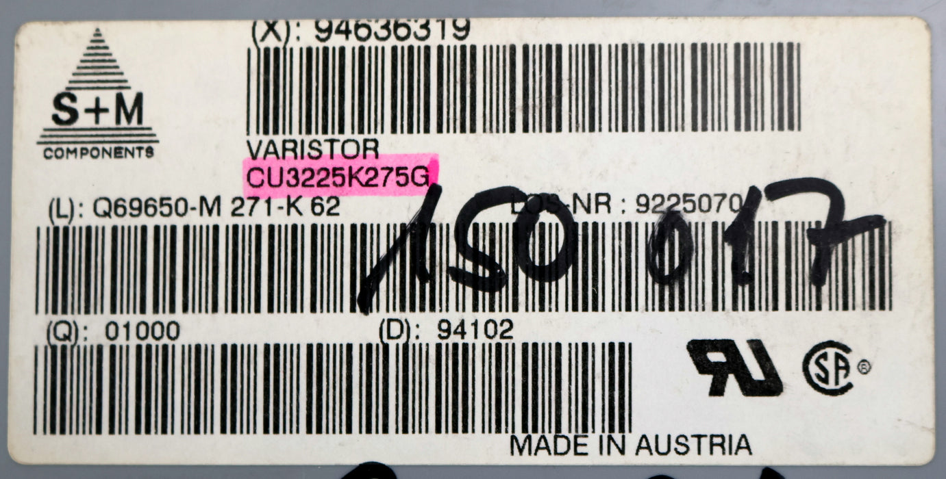 Bild des Artikels S+M-950x-SMD-Varistor-CU3225K275G-275VAC-/-350VDC-400A