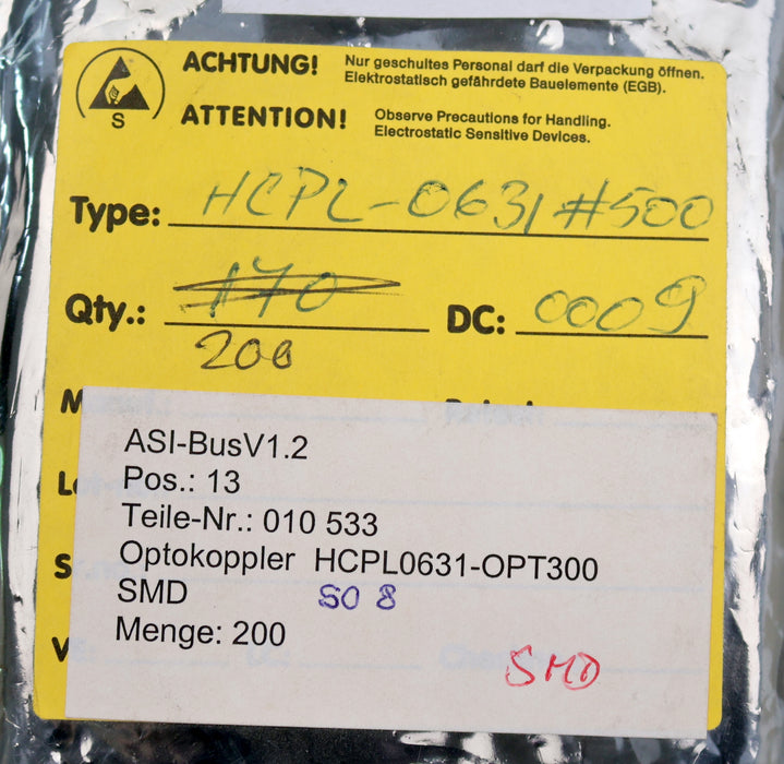 Bild des Artikels 200x-SMD-Optokoppler-HCPL-0631-OPT300-unbenutzt-Gewicht-50g