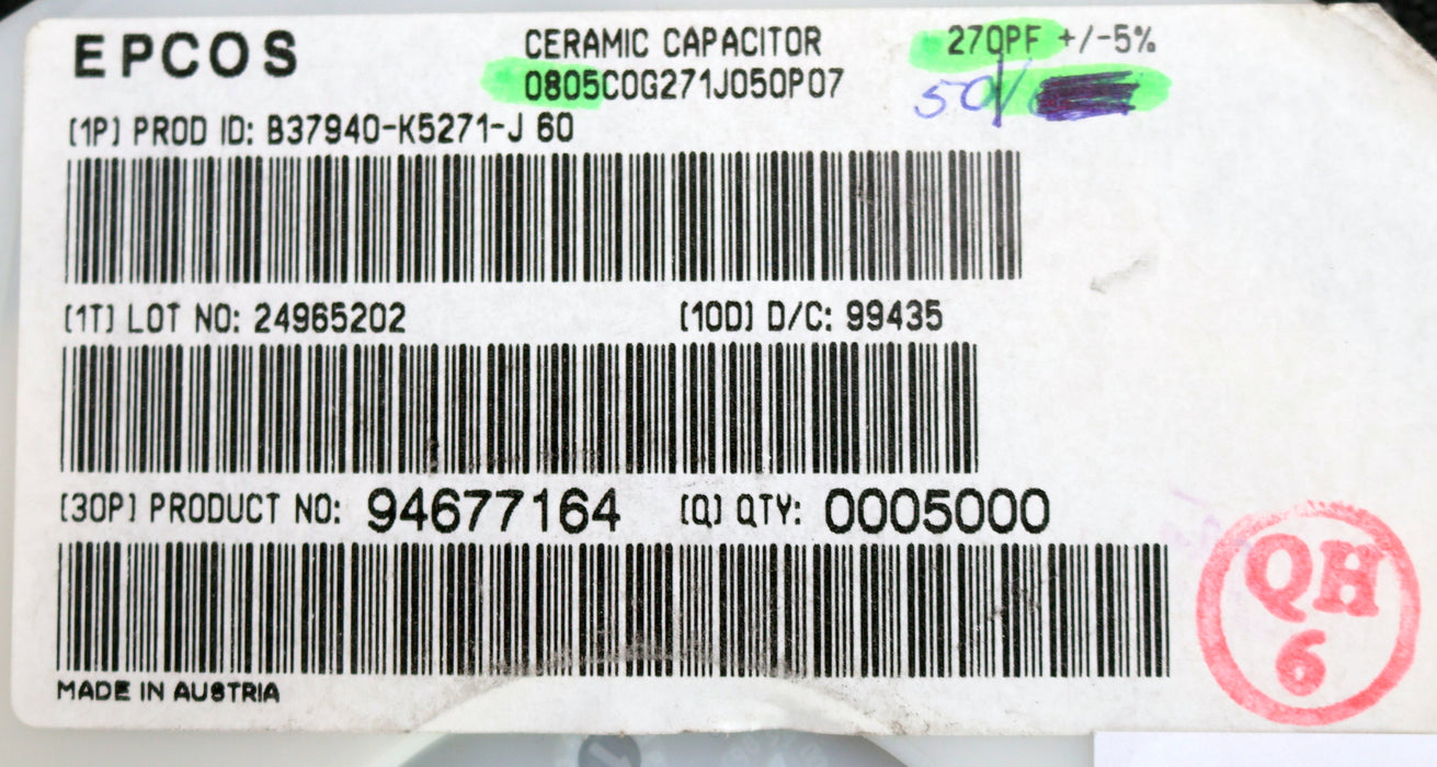 Bild des Artikels EPCOS-3500x-Keramikkondensator-270pF-B37940-K5271-J-60-270pF