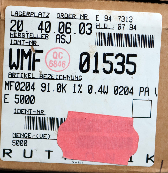 Bild des Artikels RUTRONIK-4500x-Metallschichtwiderstände-91kΩ-MF0204-0,4W-Toleranz-1%