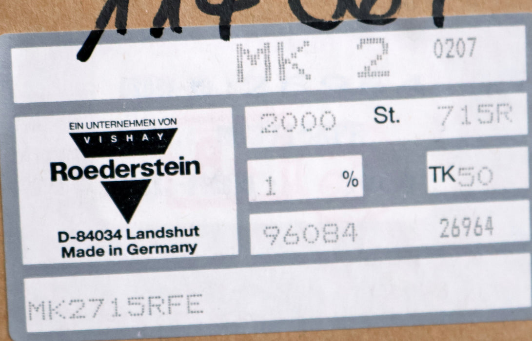 Bild des Artikels VISHAY-2000x-Metallschichtwiderstände-715Ω-MK2-715-Ohm-Toleranz-1%