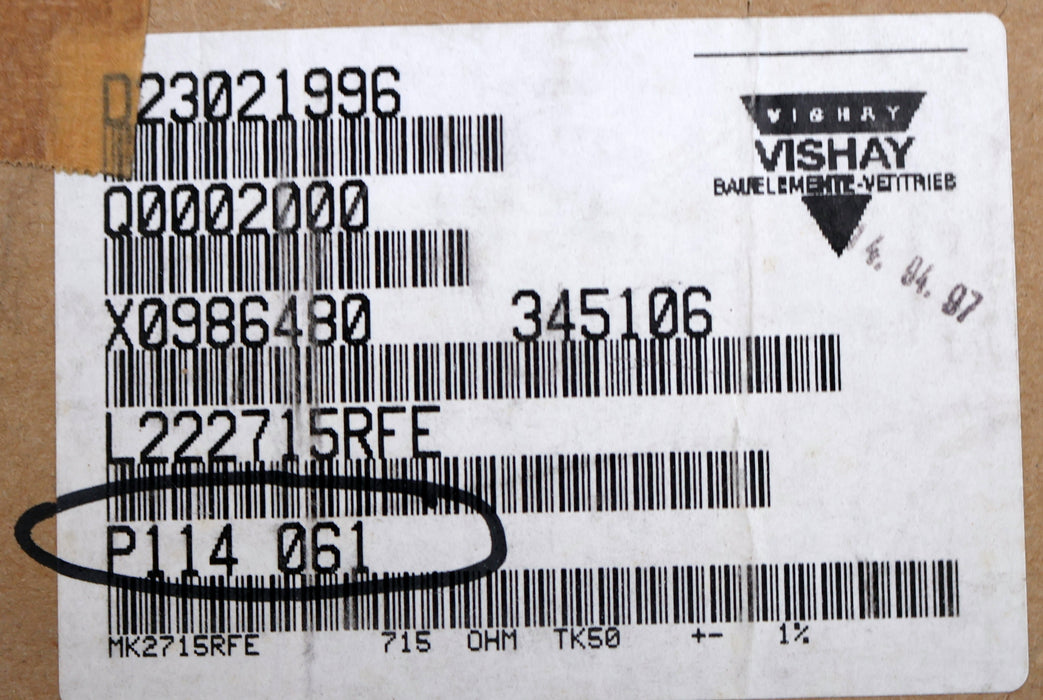 Bild des Artikels VISHAY-2000x-Metallschichtwiderstände-715Ω-MK2-715-Ohm-Toleranz-1%