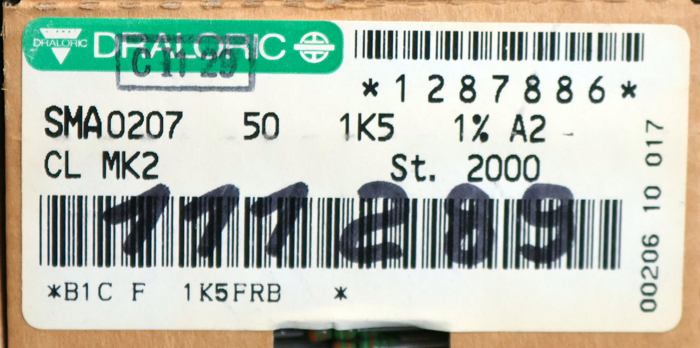Bild des Artikels DRALORIC-2000x-Metallschichtwiderstände-1,5kΩ-CL-MK2-1500-Ohm-Toleranz-1%