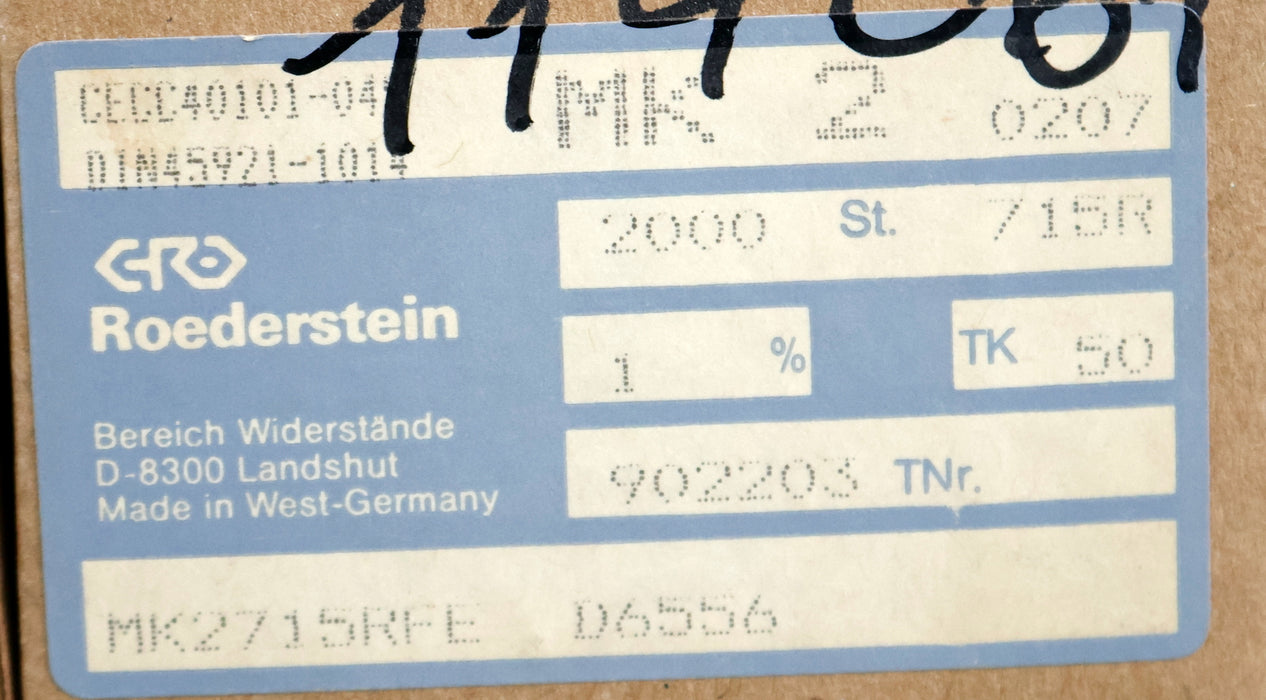 Bild des Artikels ROEDERSTEIN-1700x-Metallschichtwiderstände-715Ω-MK2715RFE-715-Ohm-Toleranz-1%