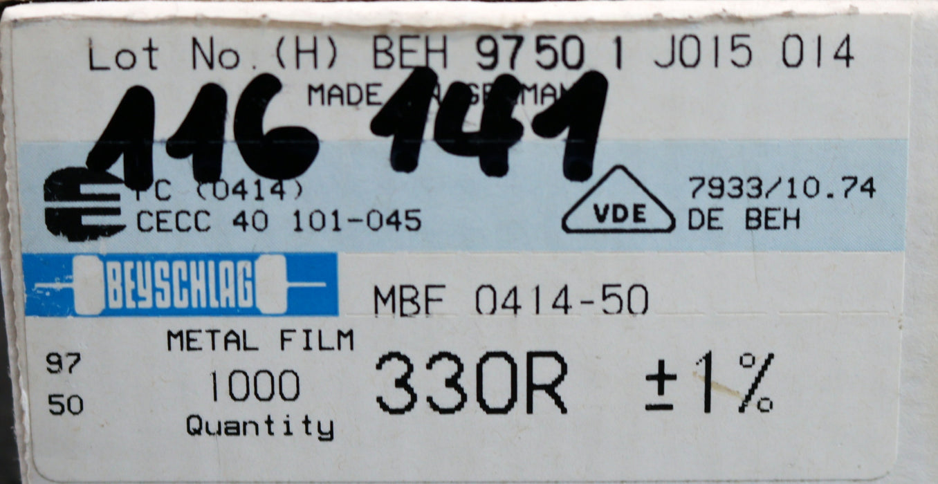 Bild des Artikels BEYSCHLAG-700x-Metallschichtwiderstände-330Ω-330-Ohm-Toleranz-1%