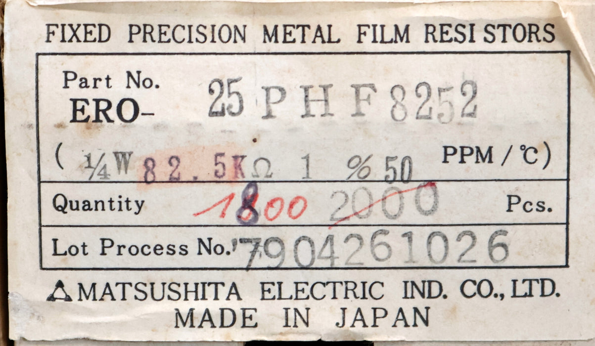 Bild des Artikels MATSUSHITA-1800x-Metallschichtwiderstände-82,5kΩ-1/4W-82500-Ohm-Toleranz-1%