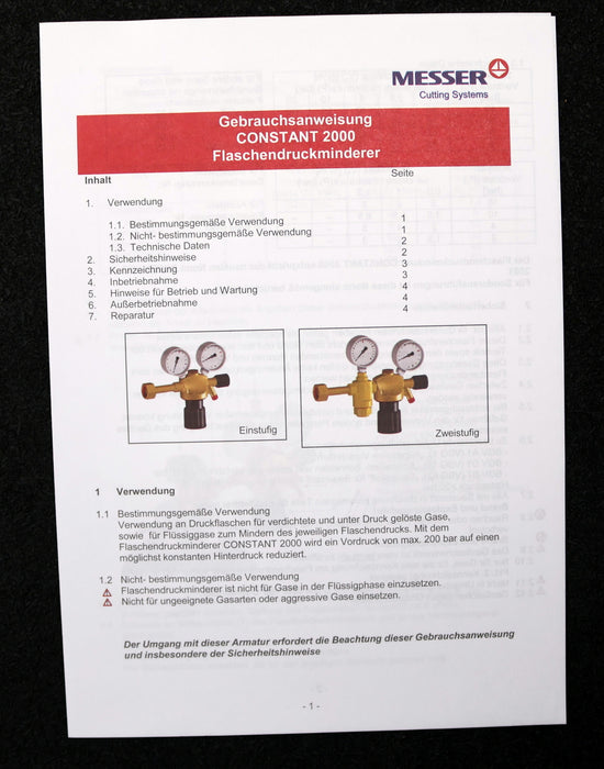 Bild des Artikels MESSER-CONSTANT-2000-Flaschendruckminderer-Typ-FC-200-D---10bar