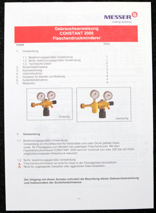 Bild des Artikels MESSER-CONSTANT-2000-Flaschendruckminderer-Typ-FC-200-ED---20bar