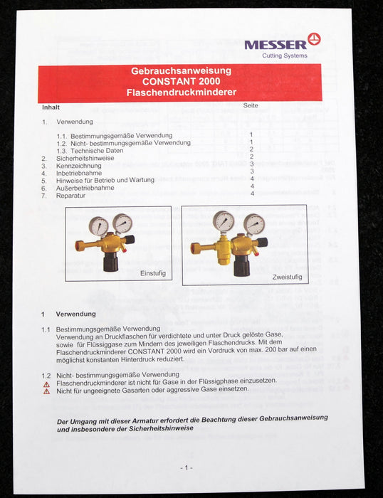 Bild des Artikels MESSER-CONSTANT-2000-Flaschendruckminderer-Typ-FC-200-N---10bar