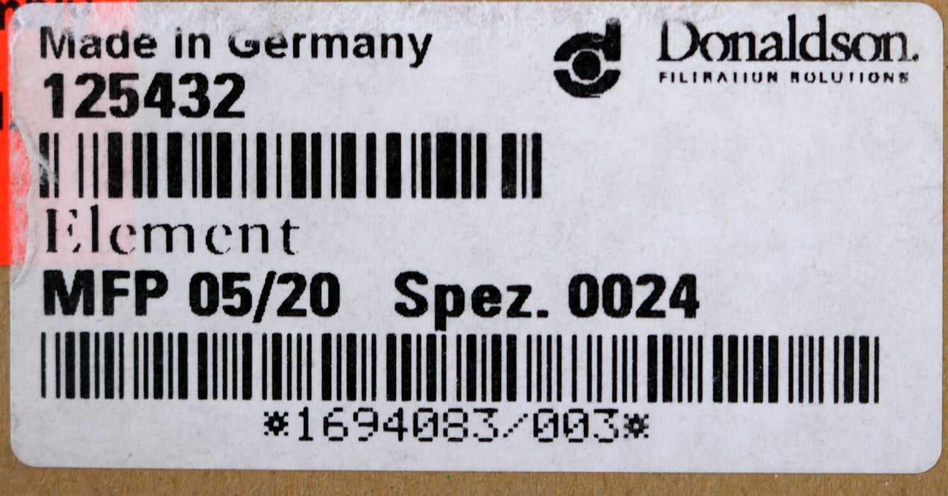 Bild des Artikels DONALDSON-Filterelement-MFP-05/20-Art.Nr.-125432-UF-Gewindeende-Ø-52mm