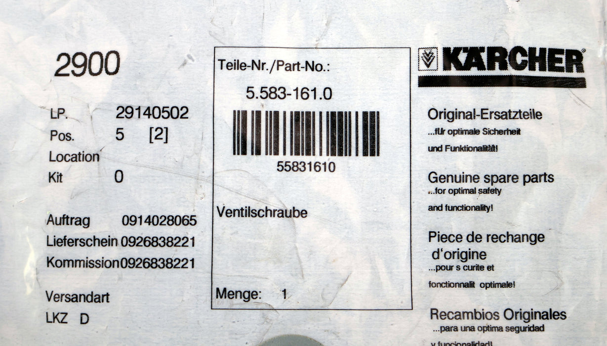 Bild des Artikels KÄRCHER-Ventilschraube-Art.Nr.:-5.583-161.0-für-HDS-1295-unbenutzt-in-OVP