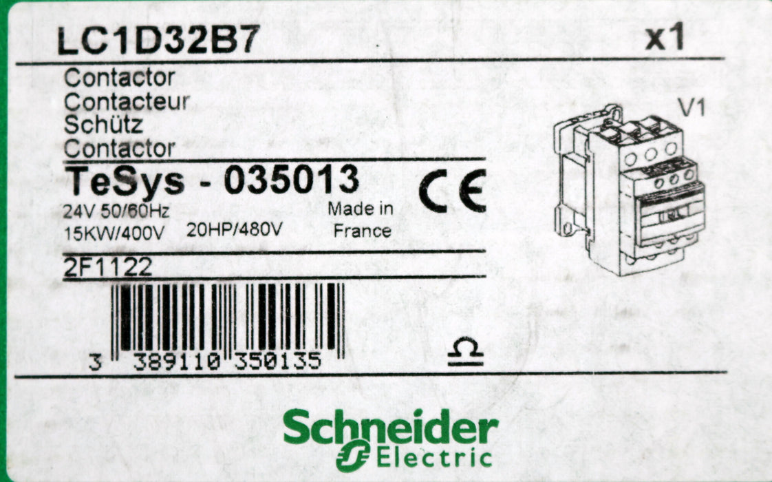Bild des Artikels SCHNEIDER-ELECTRONIC-Schütz-LC1D32B7-Spullenspannung-24V-15kW-/-400V-50/60Hz