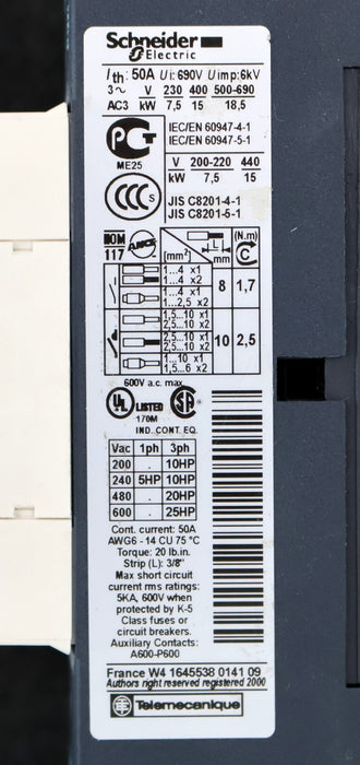 Bild des Artikels SCHNEIDER-ELECTRONIC-Schütz-LC1D32B7-Spullenspannung-24V-50/60Hz-15kW-/-400V