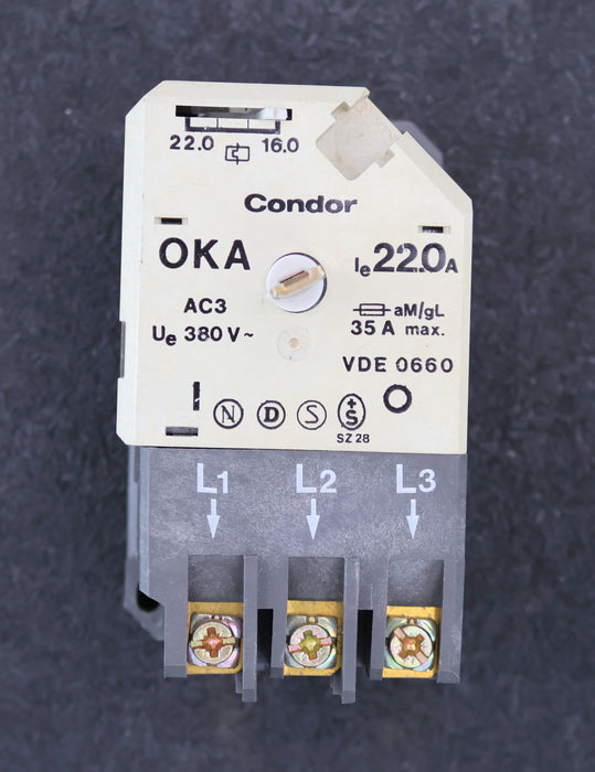 Bild des Artikels CONDOR-Motorschutzschalter-OKA-22A-380VAC-22-16A-unbenutzt