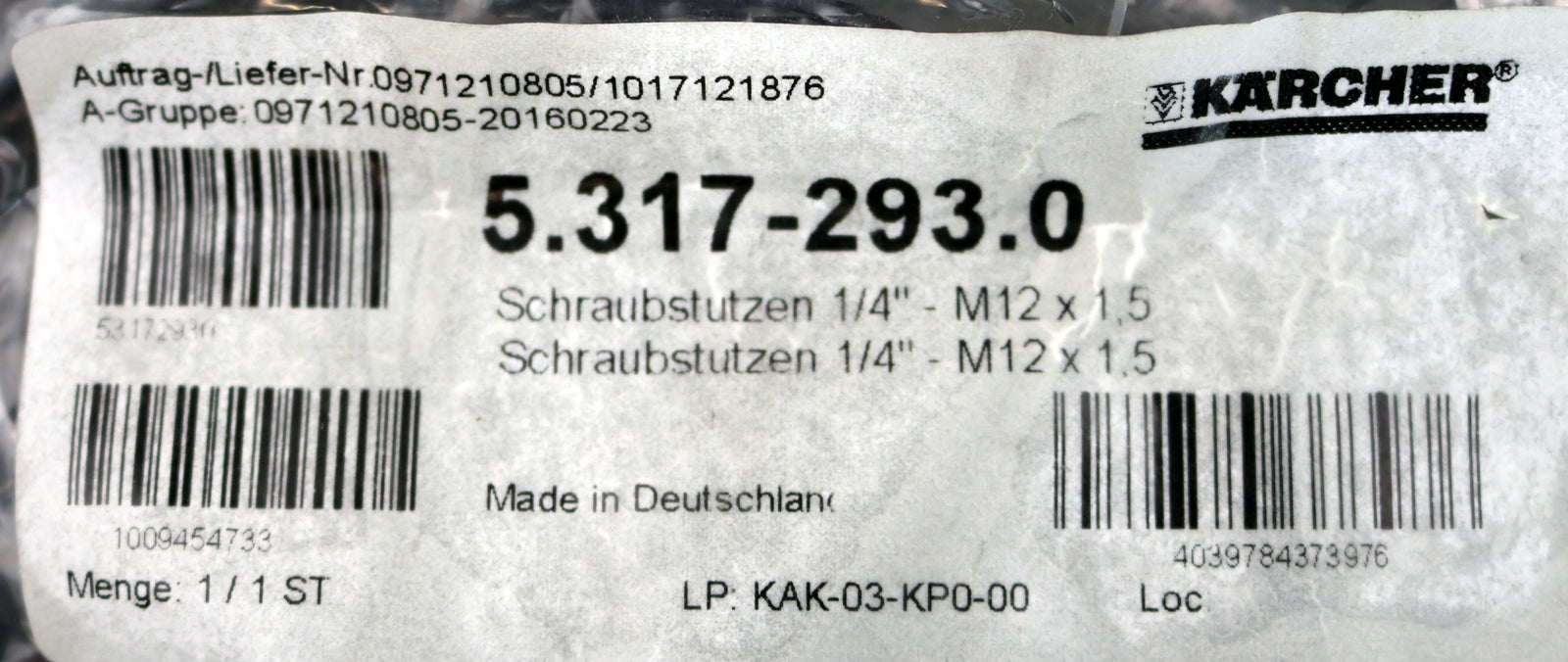Bild des Artikels KÄRCHER-Schraubstutzen-Art.Nr.:-5.317-293.0-1/4"---M12-x-1,5-unbenutzt-in-OVP