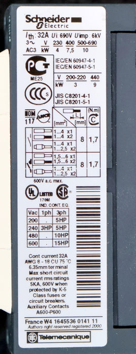 Bild des Artikels SCHNEIDER-ELECTRONIC-Schütz-LC1D18-Spullenspannung-24V-50/60Hz-32A-690V-6kV