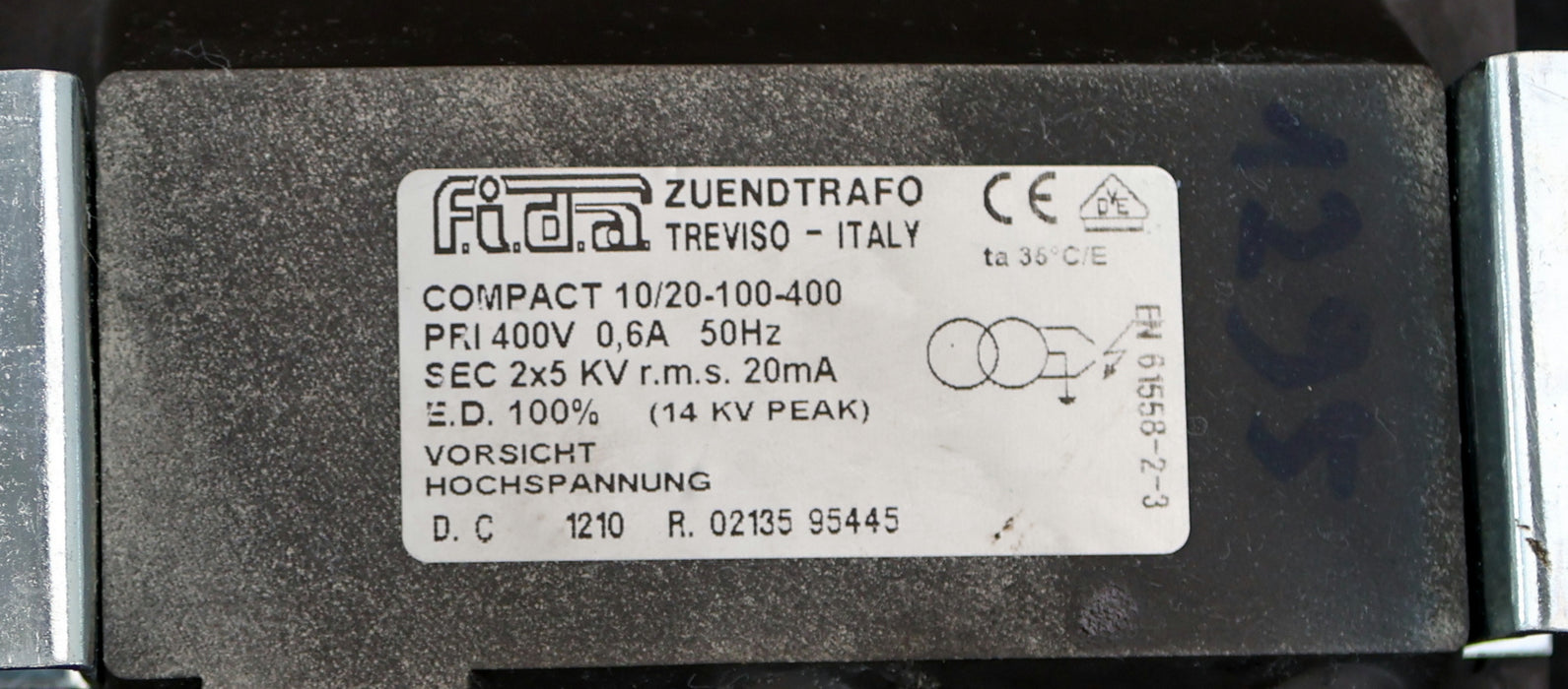 Bild des Artikels F.I.D.A.-Zündtransformator-Compact-10/20-100-400-PRI-400V-0,6A-50Hz