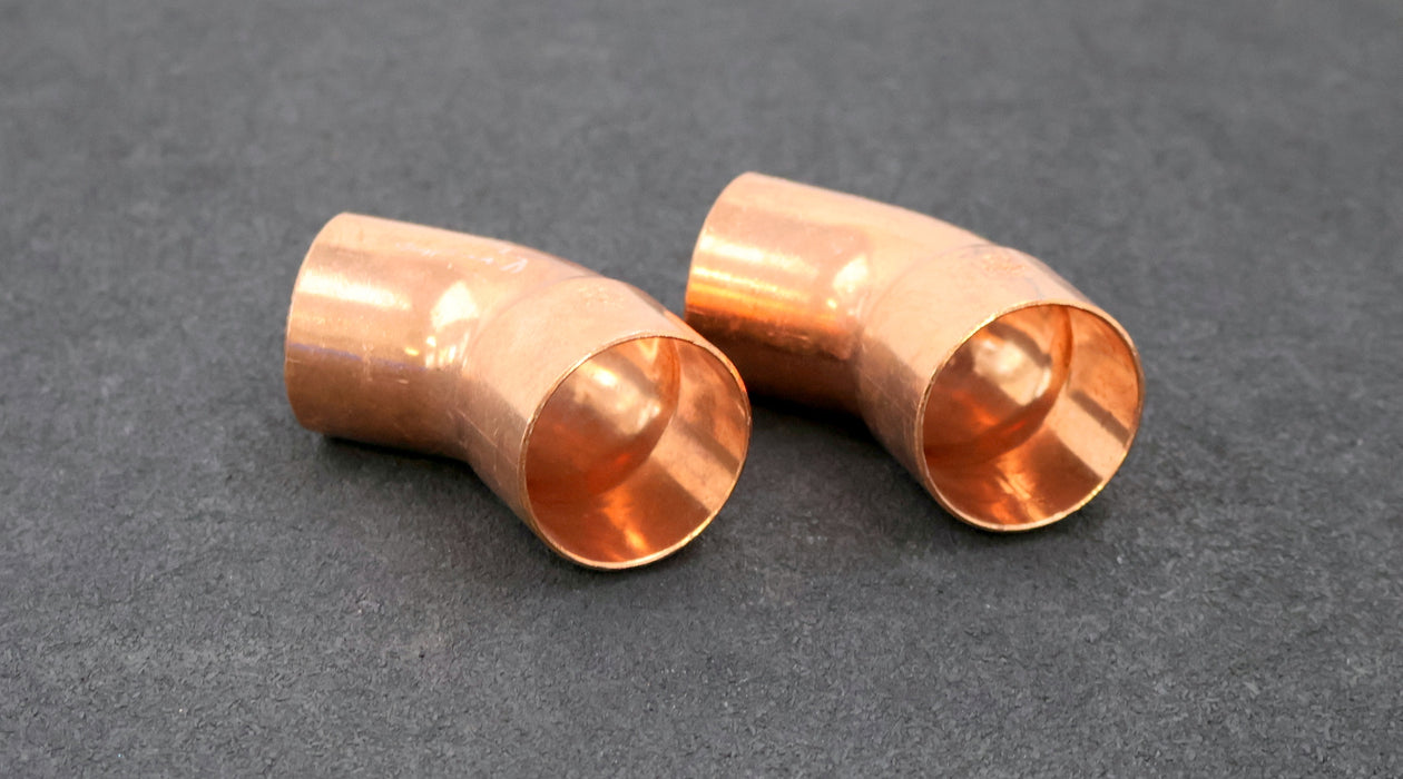 Bild des Artikels 2x-Kupfer-Lötfitting-Bogen-45°-DN42mm-unbenutzt