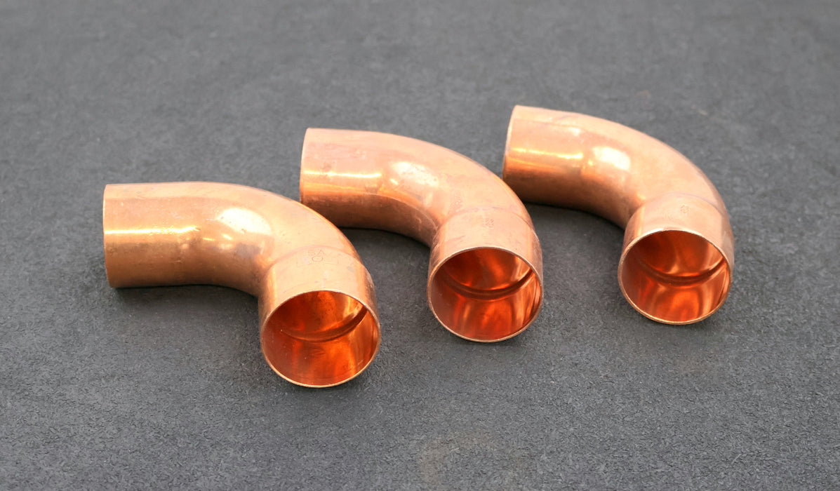 Bild des Artikels 3x-Kupfer-Lötfitting-Bogen-90°-DN42mm-unbenutzt