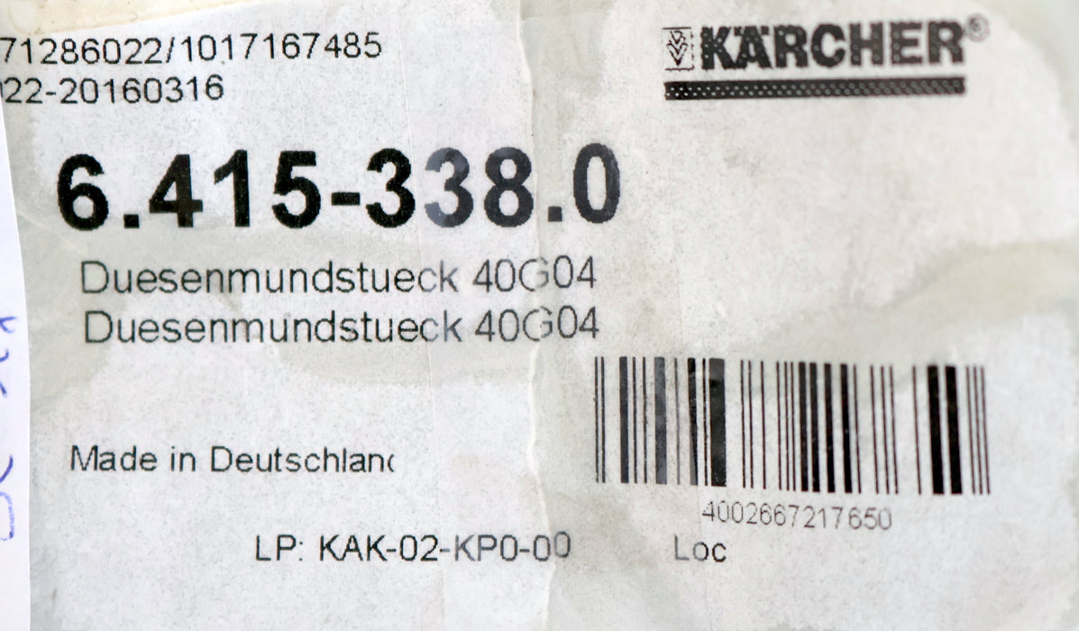 Bild des Artikels KÄRCHER-Duesenmundstueck-40G04-Art.Nr.:-6.415-338.0-unbenutzt