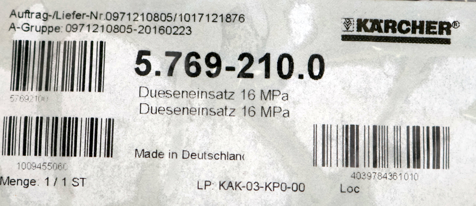 Bild des Artikels KÄRCHER-Dueseneinsatz-16-MPa-Art.Nr.:-5.769-210.0-unbenutzt